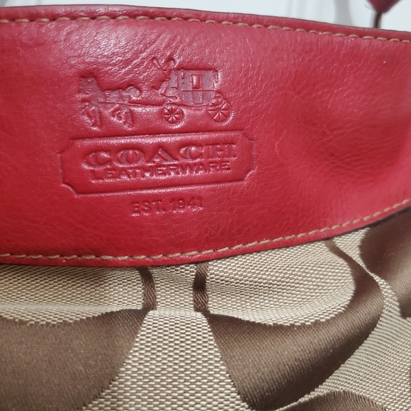 COACH F12657 Red Zoe Signature Medium Hobo Bag EUC - Picture 10 of 12